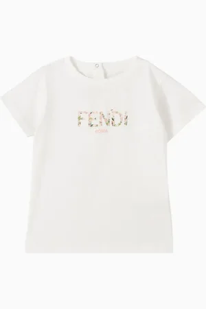 Fendi Floral Logo-print T-shirt in Cotton