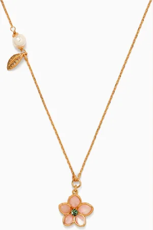 Kate Spade Pastel Petal Pendant Necklace in Gold-tone Brass