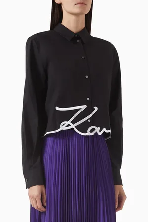 Karl Lagerfeld Signature Cropped Shirt in Organic Cotton
