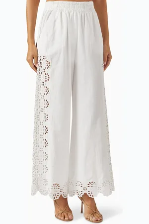 Sea New York Edith Embroidered Pants in Cotton-linen