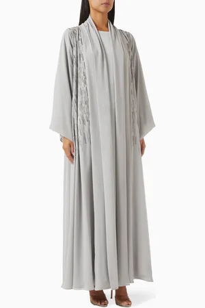 Homa Q Three-piece Abaya Set in Chiffon & Satin