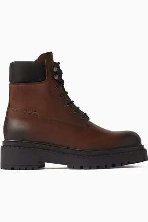 Prada Combat Boots in Vitello Leather and Re-Nylon