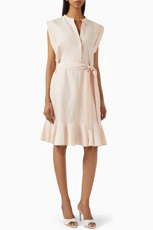 Armani Exchange Flared Mini Dress in Linen-blend