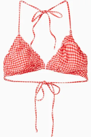 GOOD AMERICAN Gingham Bikini Top in Stretch Nylon
