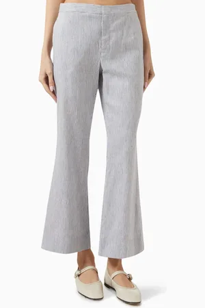 Vince Ticking Striped Flared Pants in Linen-blend