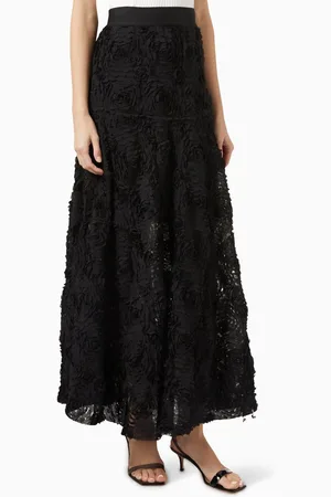 Maje Embroidered Maxi Skirt in Tulle