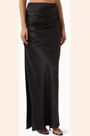GIUSEPPE DI MORABITO Creased Maxi Skirt in Satin