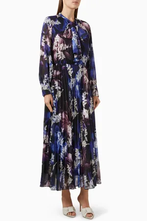 Mimya Floral-embroidered Maxi Dress in Chiffon