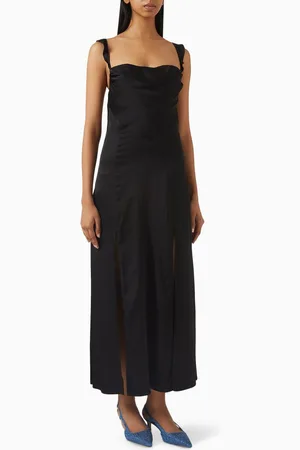 Maje Draped Midi Dress in Satin