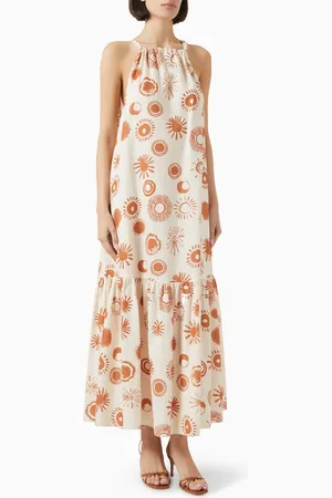 ASCENO Ibiza Le Soleil Maxi Dress in Linen-cotton