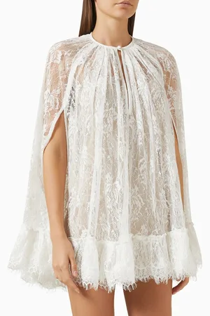 Hemant & Nandita Cape-sleeve Mini Dress in Lace