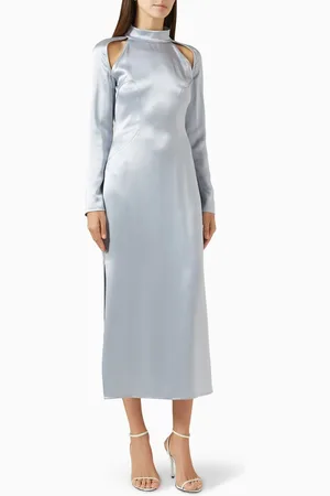 Dalood Open Back Midi Dress in Satin