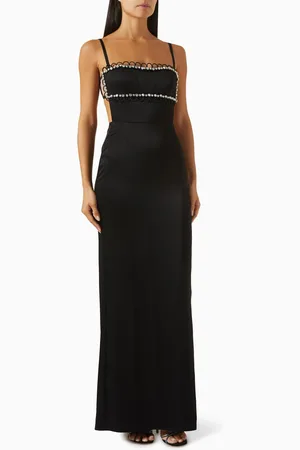 NAFSIKA SKOURTI Leo Crystal-trim Maxi Dress in Silk
