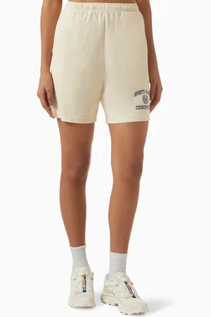 Sporty & Rich Varsity Crest Gym Shorts in Cotton