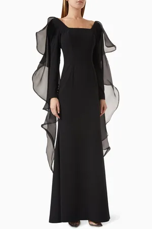 BASIX Flutter-sleeve Gown in Crepe