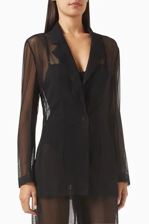 Norma Kamali Classic Single-breasted Jacket in Mesh