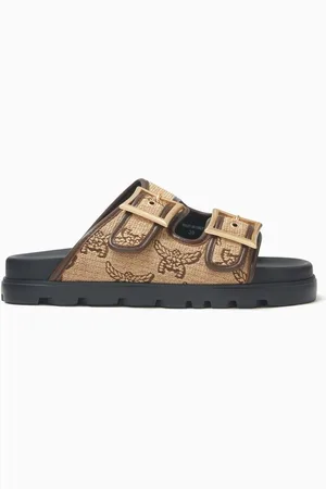 MCM Slide Sandals in Lauretos Raffia