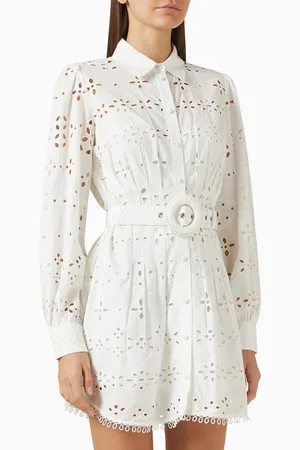 Hemant & Nandita Broderie Anglaise Mini Dress in Cotton