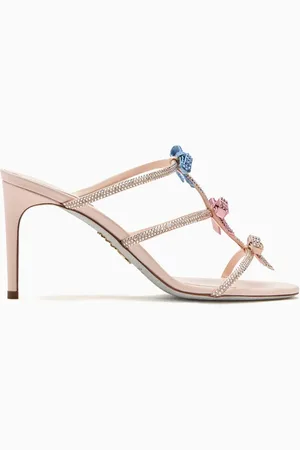 RENE CAOVILLA Caterina 80 Bow Mules in Silk-satin
