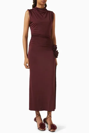 MAGDA BUTRYM Draped Midi Dress in Stretch-viscose