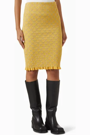 Prada Smocked Pencil Skirt in Cotton-blend
