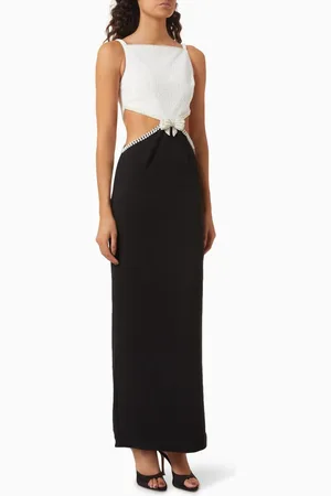 Self-Portrait Embellished Cut-out Maxi Dress in Crepe