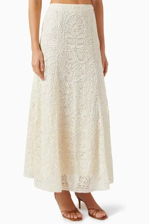ULLA JOHNSON Katja Embroidered Maxi Skirt in Tulle