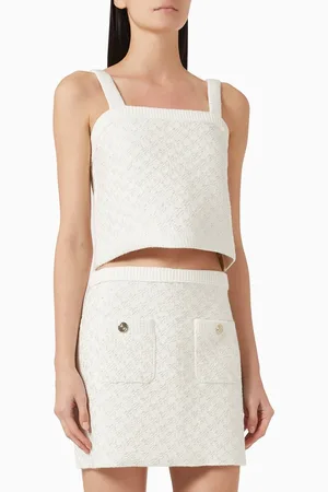 Maje Tweed-effect Knit Crop Top