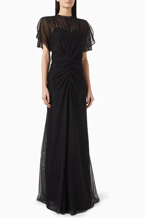 Victoria Beckham Sheer Gathered Waist Maxi Dress