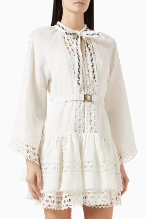 BOTEH Ithaca Drop Waist Mini Dress in Cotton-linen