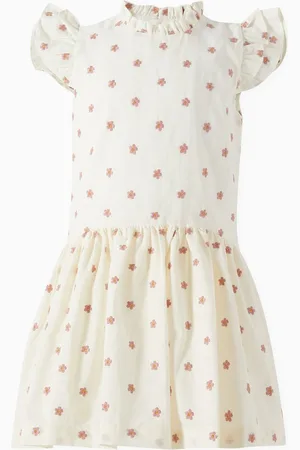 La Coqueta Rita Floral-embroidered Dress in Cotton