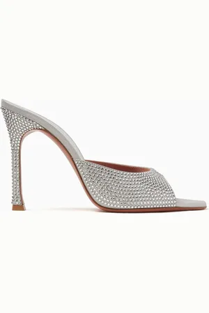 Amina Muaddi Alexa 105 Crystal Mule Sandals in Satin