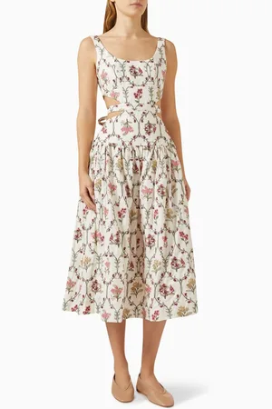Agua by Agua Bendita Totumo Orquidea Midi Dress in Linen