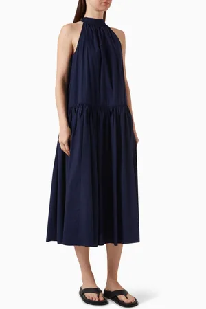 Staud Marlowe Midi Dress in Cotton-poplin