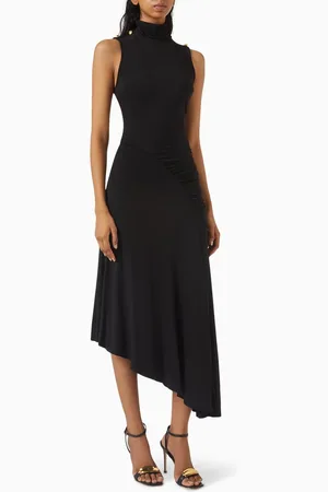 Elisabetta Franchi Asymmetrical Midi Dress in Crêpe Jersey