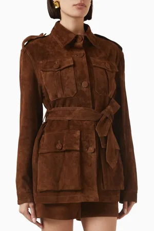 AEXAE Belted Jacket in Suede Leather