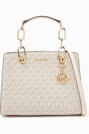 Michael Kors Small Cynthia Logo Satchel Bag in Coated-canvas