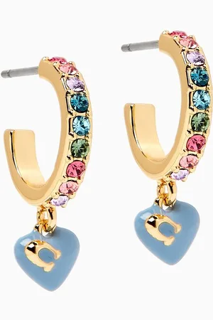 Coach Heart Charm Huggie Earrings