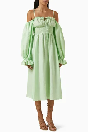 Sleeper Cancan Midi Dress in Linen