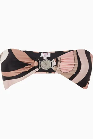 Puccini Marmo-print Strapless Bikini Top
