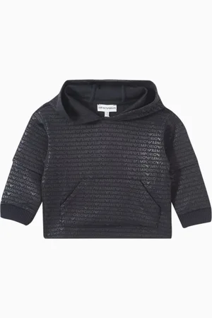 Emporio Armani All-over EA Logo Hoodie in Jersey