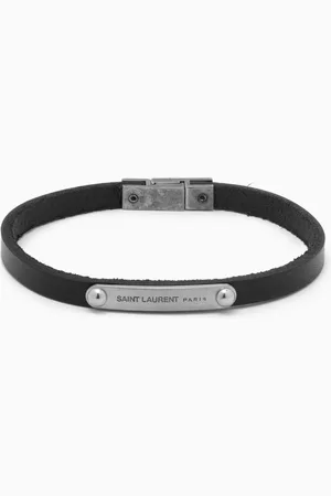 Saint Laurent ID Plaque Bracelet in Leather