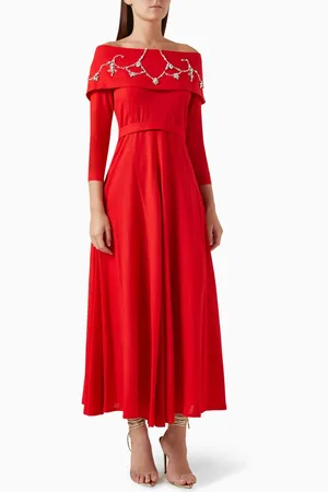 BYK Crystal-embellished Off-shoulder Maxi Dress in Linen