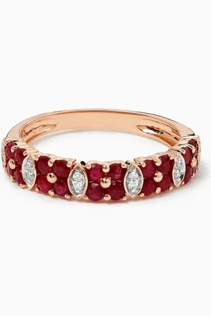 Damas Floral Ruby & Diamond Cluster Ring in 18kt Rose Gold