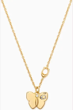 Coach Butterfly Pendant Necklace in -plated Brass
