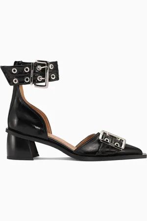 Ganni Buckle 50 Ankle-strap Pumps in Faux Leather