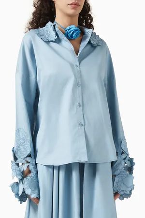 LEO LIN Daniella Applique Blouse in Cotton