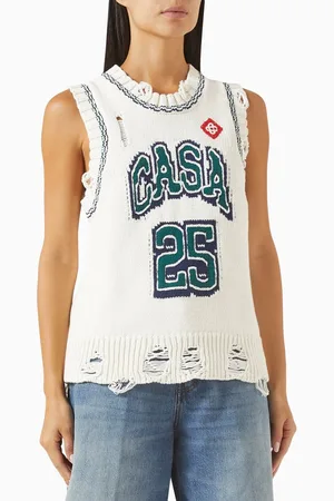Casablanca Intarsia Baseball Top in Knit