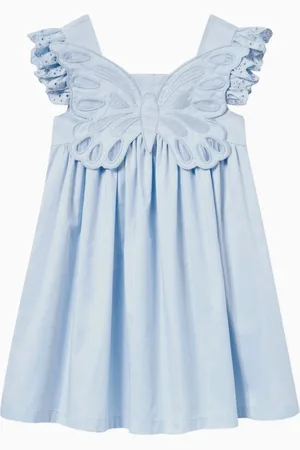 Self-Portrait Butterfly-applique Dress in Cotton-poplin