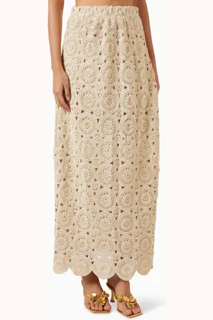 Bambah Metallic Maxi Skirt in Crochet